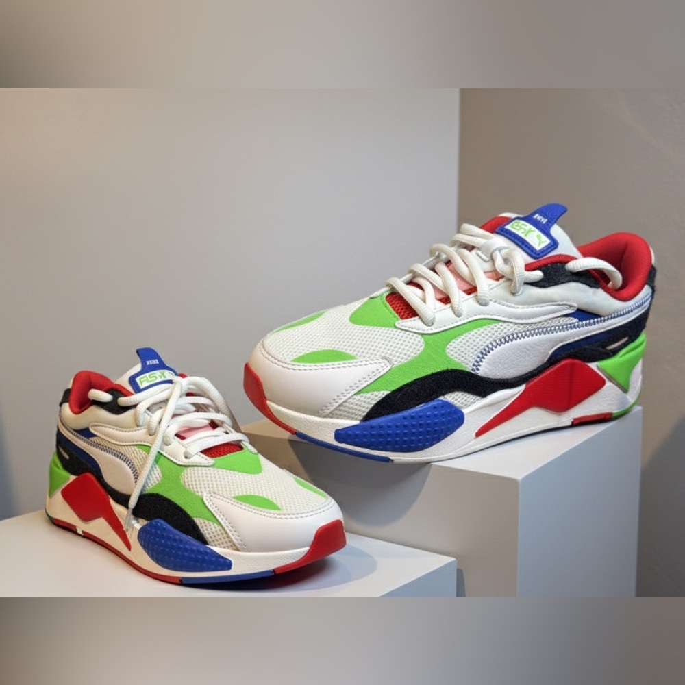 Puma Kids Sneakers in Red, Green, and Blue